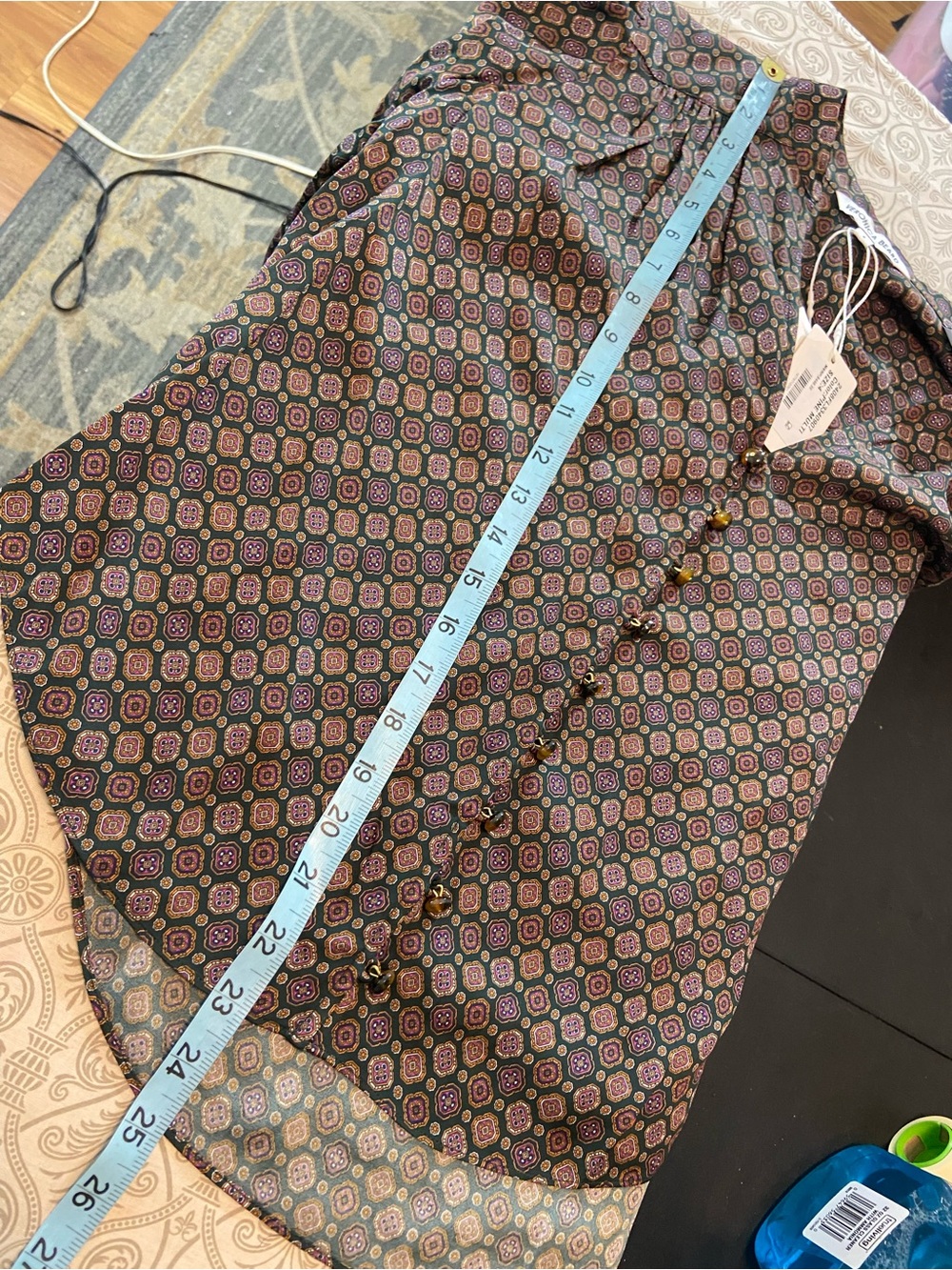 NWT Veronica Beard Esmeralda Silk Blend Geometric Pine Button-Down Blouse [TE] - Picture 4 of 13